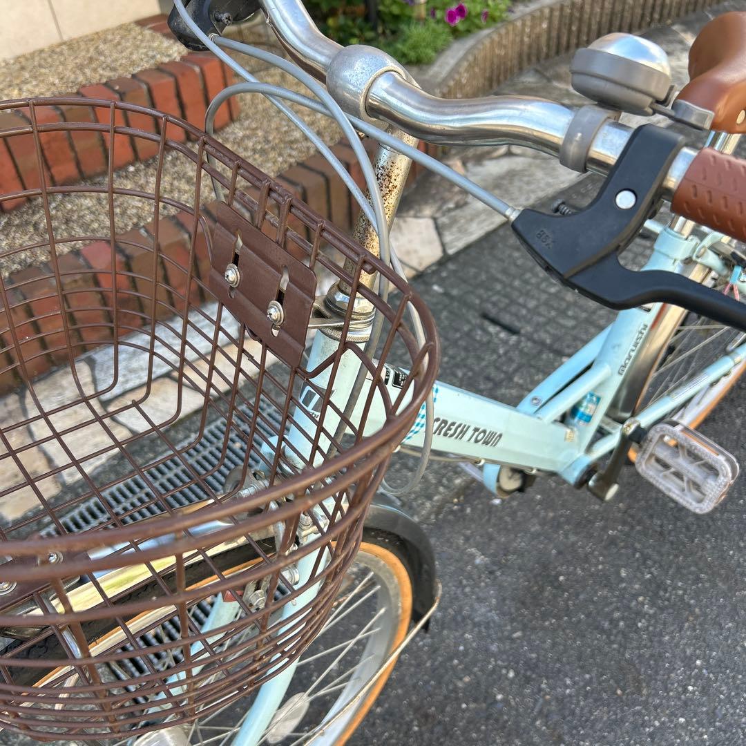 シティサイクル ライトブルー 前カゴ付き　マルイシ　24インチ