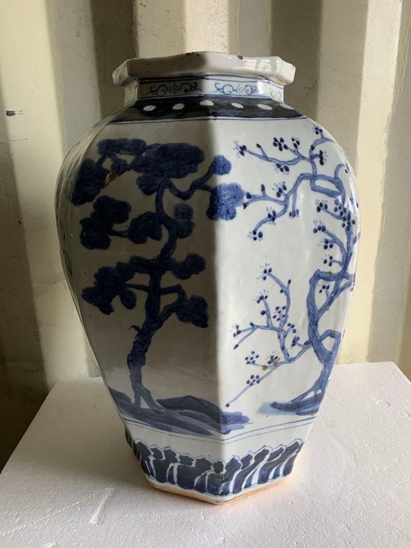 『2061』大明萬暦年製 款 染付 青華 壷 時代物